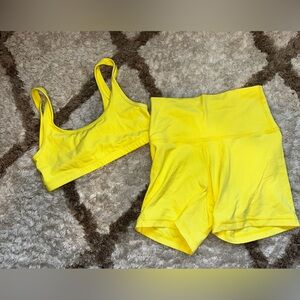 TNA Yellow Sports Bra and Shorts Set